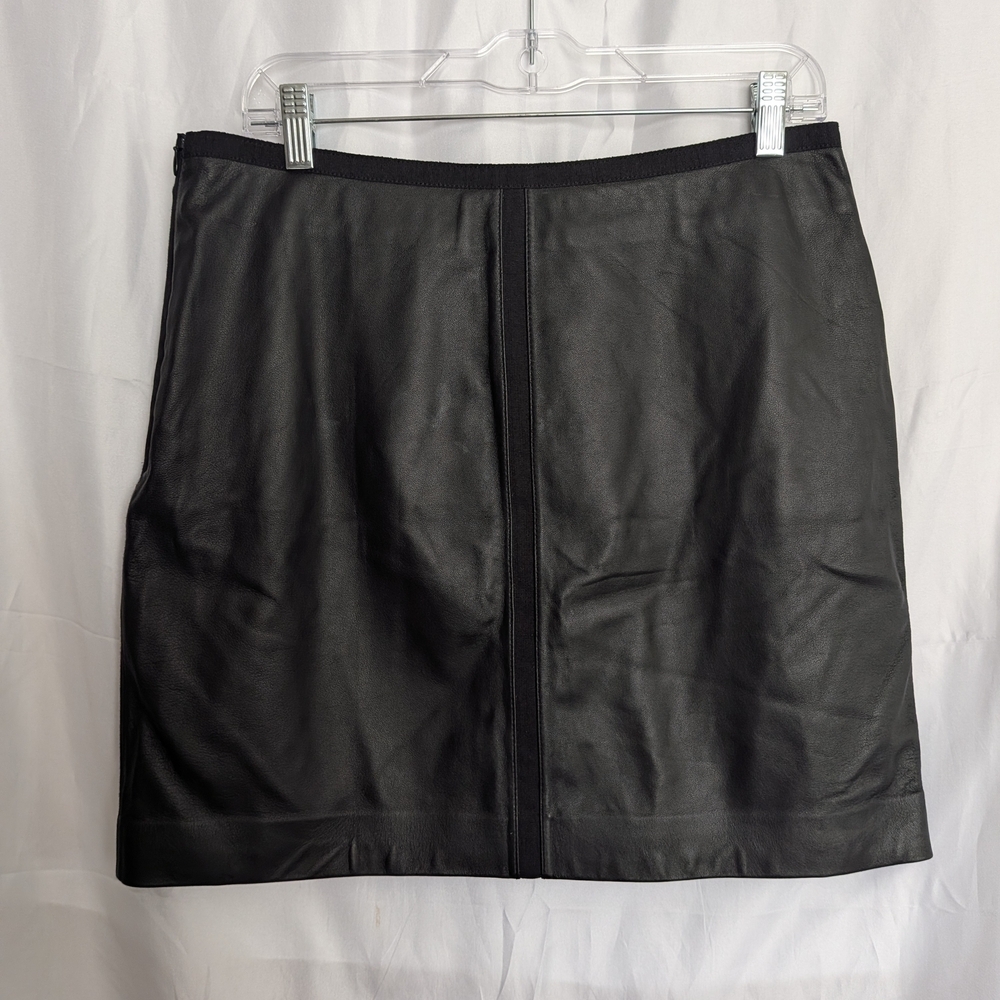 Reiss Black Lamb Leather Mini Skirt Size 10 - Picture 2 of 5
